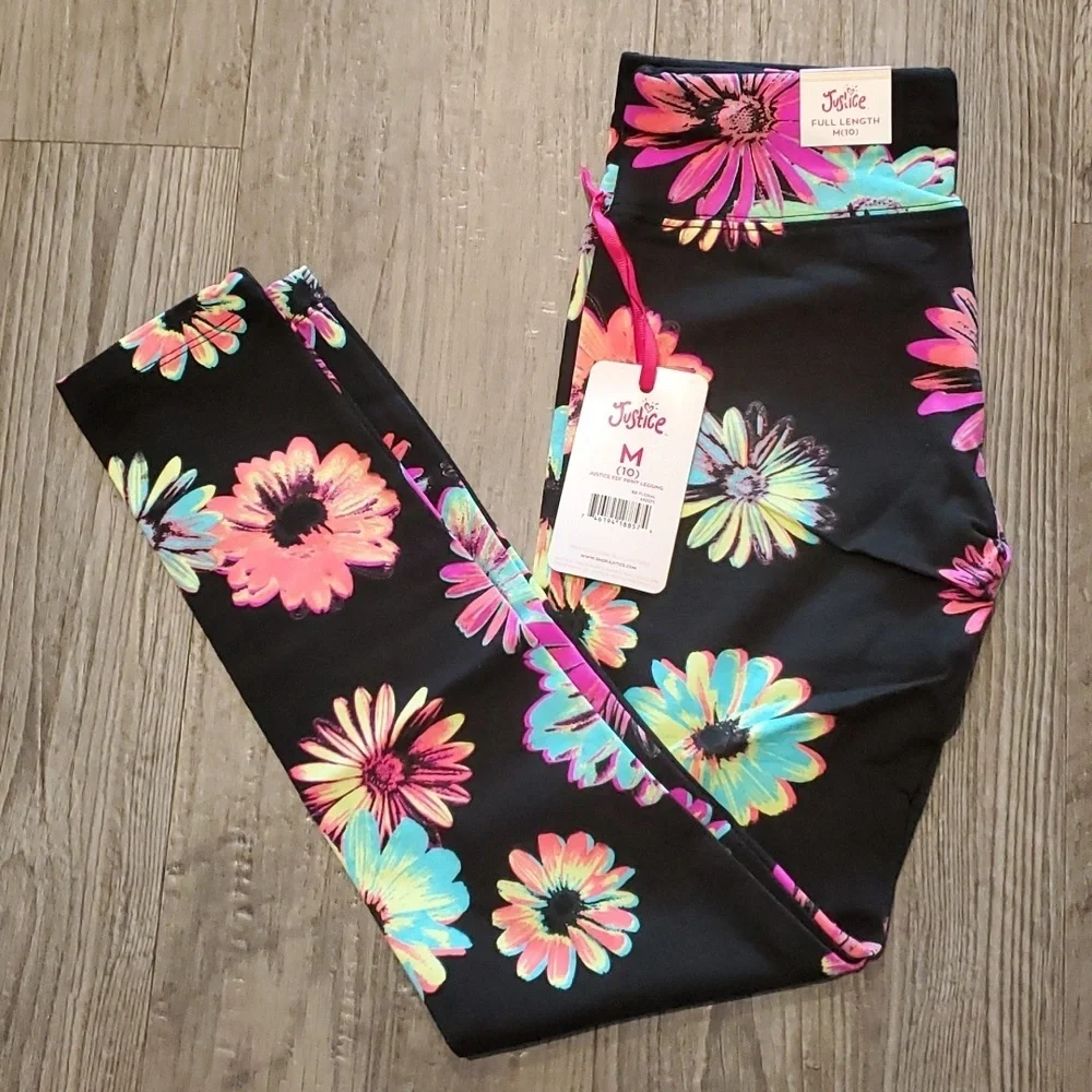 Justice Floral Leggings Size Medium/10